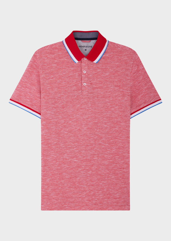 Polo manches courtes Slim en coton et lin unis rouges - Father and Sons 64496
