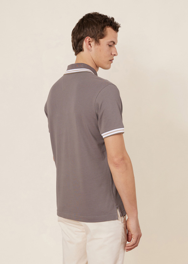 Polo manches courtes Slim en coton uni taupe - Father and Sons 64490