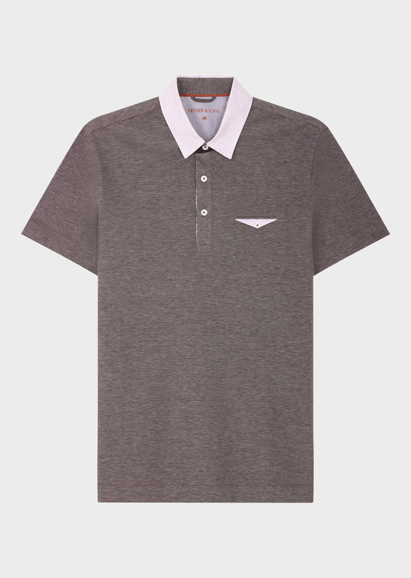 Polo manches courtes Slim en coton uni taupe - Father and Sons 64504