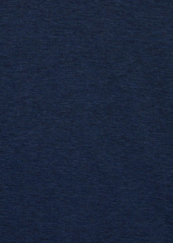 Polo manches longues Slim en coton uni bleu à col officier - Father and Sons 42201