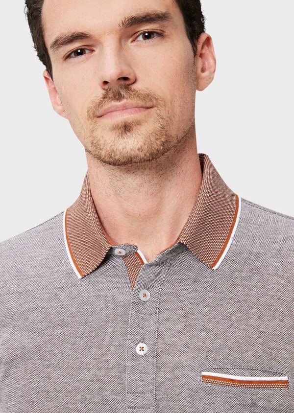 Polo manches longues Slim en coton uni taupe - Father and Sons 42490