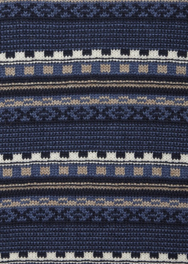 Pull col rond en laine mélangée bleu marine à motif fantaisie - Father and Sons 46793