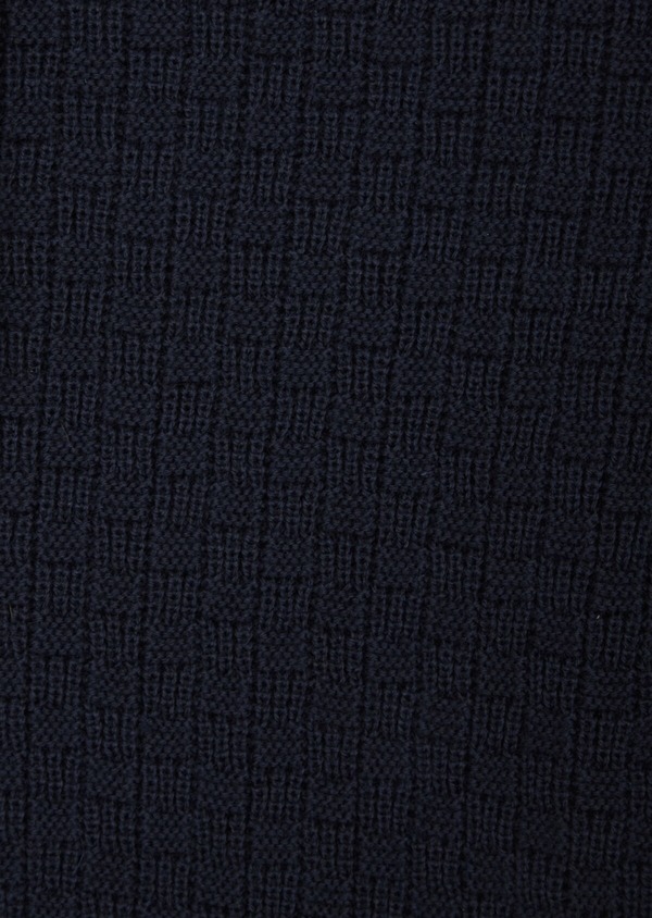 Gilet zippé en laine mérinos mélangée unie bleu indigo à capuche - Father and Sons 42912