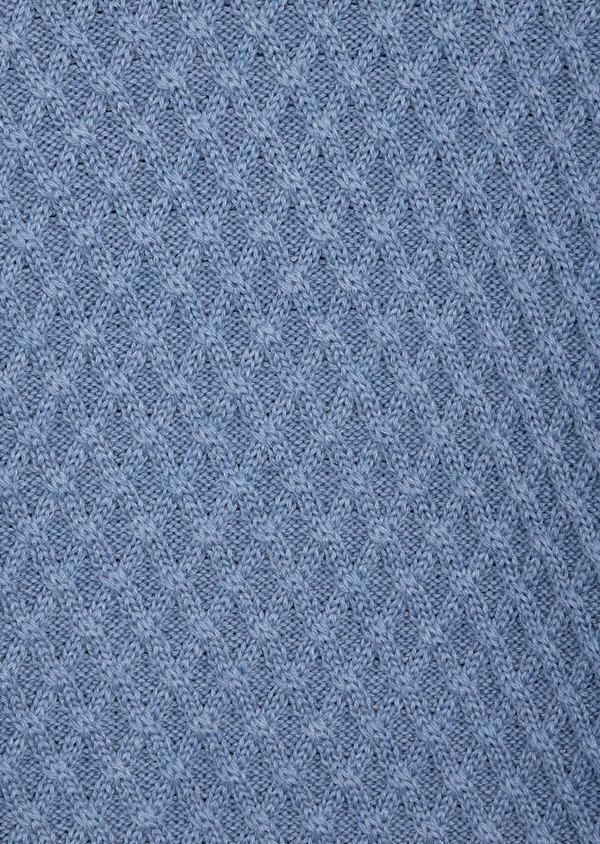 Pull col roulé en laine mélangée unie bleu chambray - Father and Sons 42956