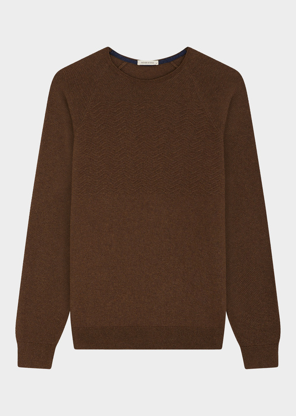 Pull col rond uni cognac - Father and Sons 63642