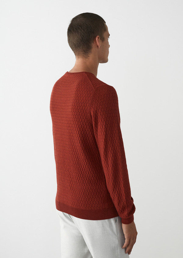 Pull col rond uni rouge brique - Father and Sons 49435