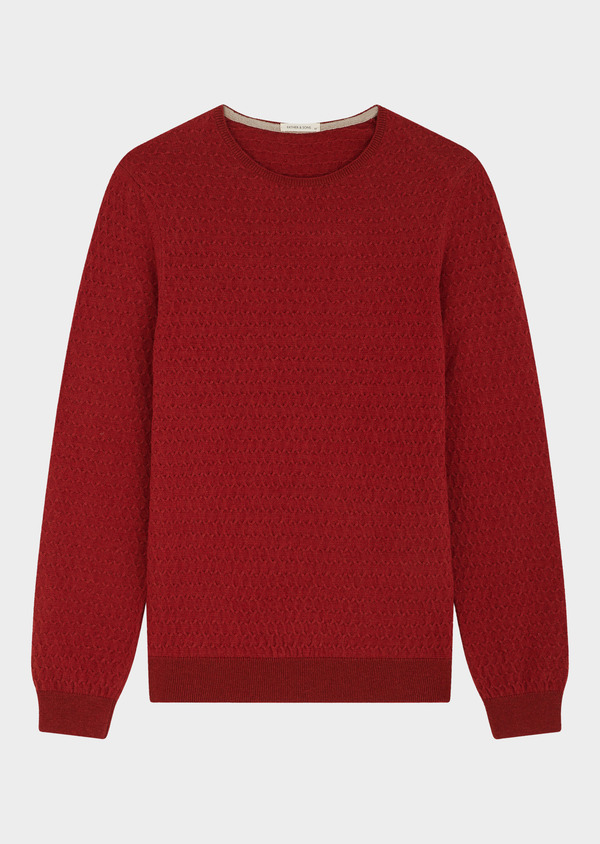 Pull col rond uni rouge brique - Father and Sons 49433