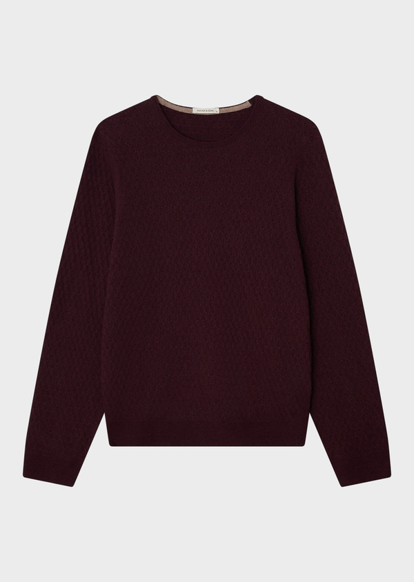Pull col rond uni aubergine - Father and Sons 63640