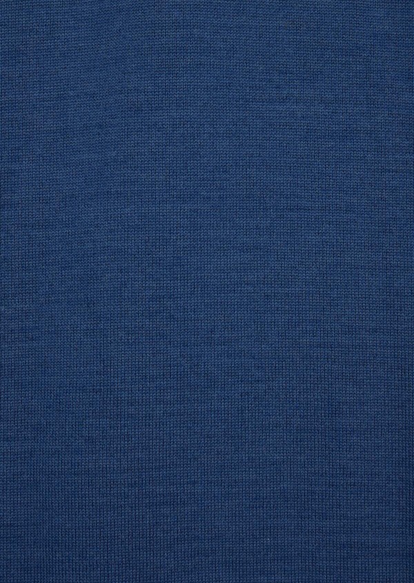 Pull en laine Mérinos mélangée col V unie bleu azur - Father and Sons 43091
