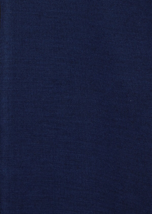 Gilet zippé en laine Mérinos mélangée unie bleu indigo - Father and Sons 47041