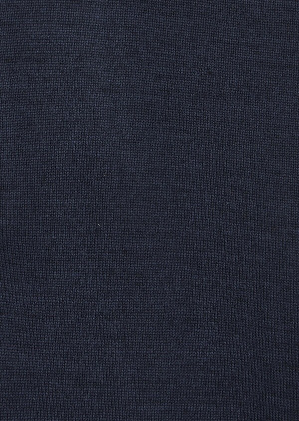 Pull col montant zippé en laine Mérinos mélangée unie bleu chambray - Father and Sons 42418