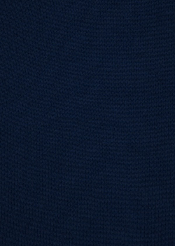 Pull en laine Mérinos mélangée col roulé unie bleu indigo - Father and Sons 43241