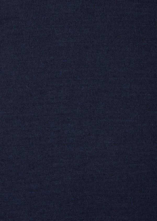 Gilet zippé en laine Mérinos mélangée unie bleu marine - Father and Sons 46665