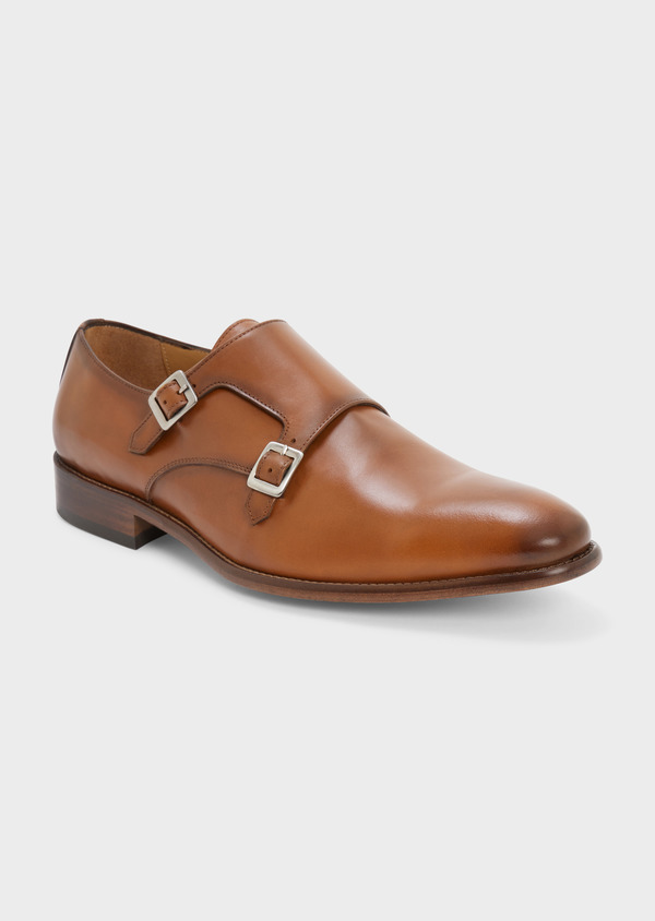 Chaussures à boucles en cuir lisse cognac - Father and Sons 44579
