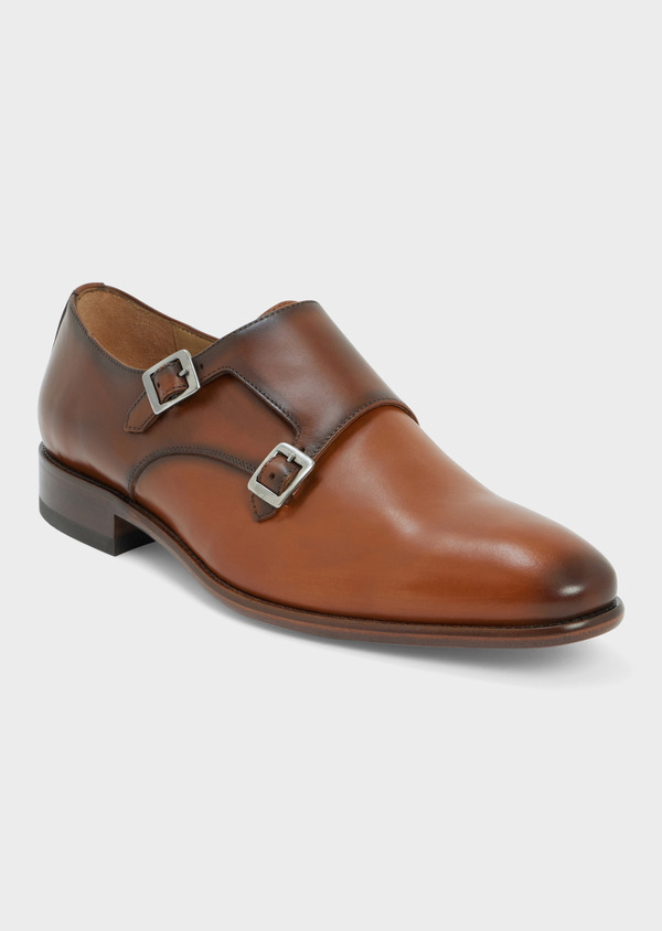 Chaussures à boucles en cuir lisse cognac - Father and Sons 52224