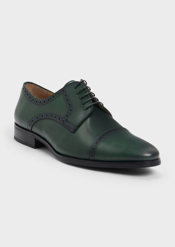 Derbies en cuir lisse vert bouteille - Father and Sons 60628