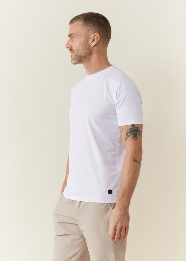 Tee-shirt Talentueux en polyester recyclé stretch col rond uni blanc - Father and Sons 62184