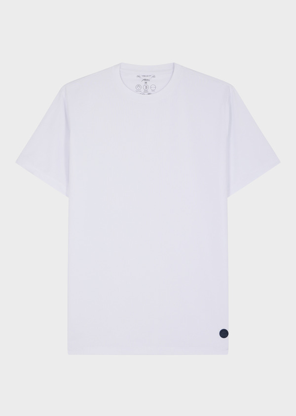 Tee-shirt Talentueux en polyester recyclé stretch col rond uni blanc - Father and Sons 62187