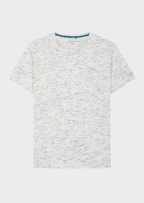 Tee-shirt manches courtes en coton mélangé col rond uni gris chiné - Father and Sons 59445