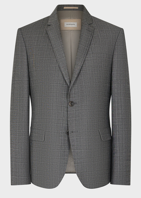 Veste casual Regular en laine mélangée grise Prince de Galles - Father and Sons 51591