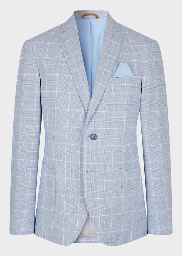 Veste coordonnable Regular en lin et coton bleu glacier Prince de Galles - Father and Sons 55513
