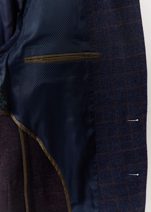 Veste casual Regular en coton et laine mélangés bleu nuit Prince de Galles - Father and Sons 60599