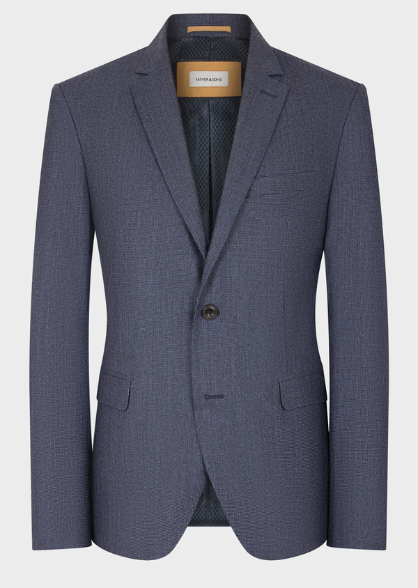 Veste casual Regular en laine bleu chambray à motif pied-de-poule - Father and Sons 51590