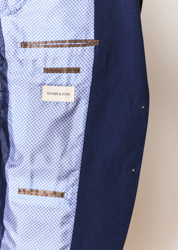 Veste coordonnable Regular en coton bleu jeans Prince de Galles - Father and Sons 55686