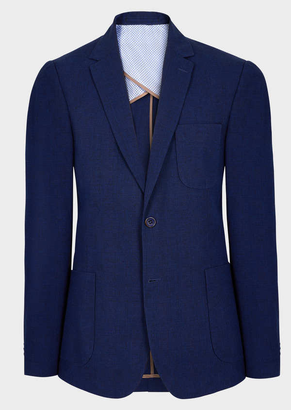 Veste coordonnable Regular en coton bleu jeans Prince de Galles - Father and Sons 55687