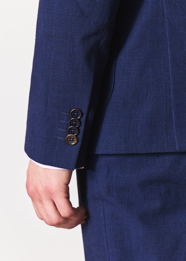 Veste coordonnable Regular en coton bleu jeans Prince de Galles - Father and Sons 55685