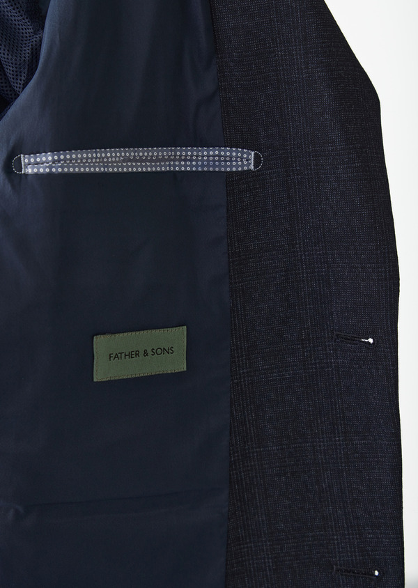Veste coordonnable Regular en laine et polyester recyclé bleu marine Prince de Galles - Father and Sons 50827