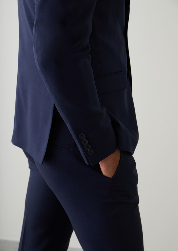 Veste de costume Regular en laine Vitale Barberis Canonico bleu marine Prince de Galles - Father and Sons 45577